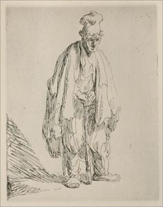 Rembrandt Van Rijn - A Beggar Standing and Leaning on a Stick