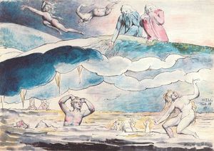 William Blake - Dante y Virgilio observan la fosa de los Aduladores