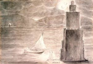 William Blake - Dante y Virgilio se disponen a tomar la barca hacia la ciudad de Dite