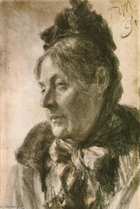 Adolph Menzel - The Head of a Woman