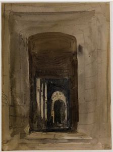 David Cox - Study For The Door Of The Church Of Saint-Roch, Paris