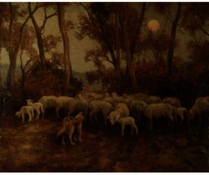 Eanger Irving Couse - Sheep At Sundown