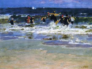 Edward Henry Potthast - Beach Scene, Jumping in the Surf
