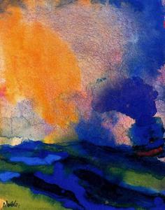 Emile Nolde - Blue-green Sea with Steamer