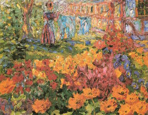  Paintings Reproductions Flower Garden (Girl and Washing), 1908 by Emile Nolde (Inspired By) (1867-1956, Germany) | WahooArt.com