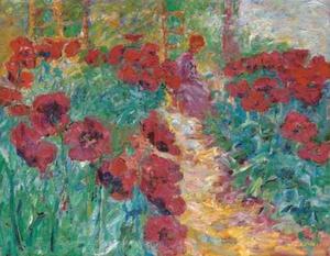 Emile Nolde - Flower garden, woman and poppies
