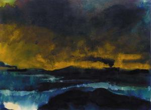 Emile Nolde - Steamers at sea with a yellow sky
