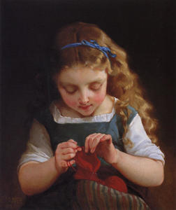  Museum Art Reproductions A Careful Stitch by Emile Munier (1840-1895, France) | WahooArt.com