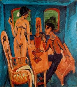 Ernst Ludwig Kirchner - Room in the tower; Portrait with Erna