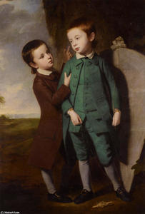 George Romney - Portrait Of Two Boys With A Kite