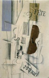 Georges Braque - Violin and Newspaper (Musical Forms)