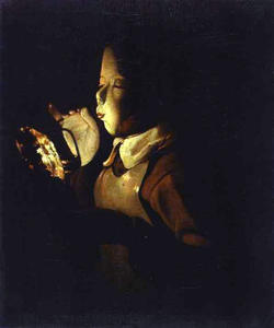  Oil Painting Replica Boy blowing at a Lamp by Georges De La Tour (1593-1652, France) | WahooArt.com
