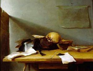 Jan Davidsz De Heem - Still-life with Books and Skull