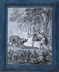 Jean-Baptiste Oudry - Men Attacking Wolves