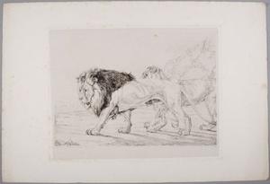 John Frederick Lewis - Lion and Lioness Prowling