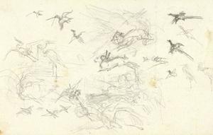 John Frederick Lewis - Scene with animals running and birds in flight