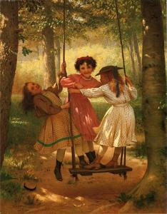 John George Brown - Three Girls on a Swing