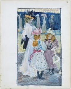 Maurice Brazil Prendergast - Two girls and a woman in a veiled hat
