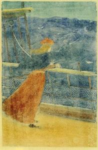 Maurice Brazil Prendergast - Woman on Ship Deck, Looking out to Sea (aka Girl at Ship-s Rail)
