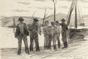 Maximilien Luce - Fishermen on the pier