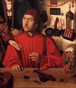  Art Reproductions St Eligius in His Workshop 1 by Petrus Christus (1465-1476, Belgium) | WahooArt.com