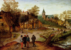 Pieter Bruegel The Younger - A Village Landscape With Farmers