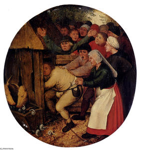 Pieter Bruegel The Younger - Pushed Into The Pig Sty