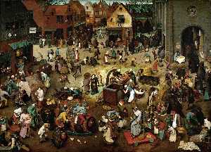 Pieter Bruegel The Younger - The Battle between Lent and Carnival - (buy paintings reproductions)