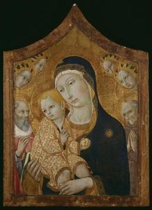 Sano Di Pietro - Virgin and Child with Saints Jerome, Bernardino of Siena, and Angels