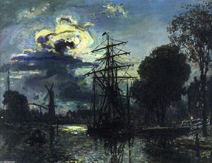 Johan Barthold Jongkind - Canal in the Moonlight