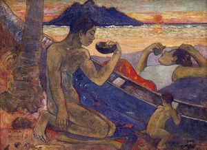 Paul Gauguin - The Canoe: A Tahitian Family