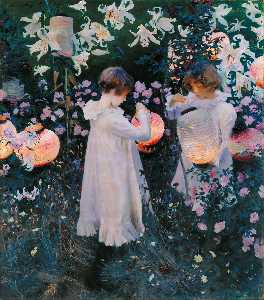  Oil Painting Replica Carnation, Lily, Lily, Rose, 1885 by John Singer Sargent (1856-1925, Italy) | WahooArt.com