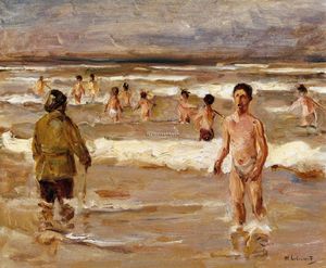 Max Liebermann - Children Bathing in the Sea