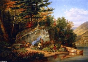 Cornelius David Krieghoff - Chippewa Indians at Lake Huron