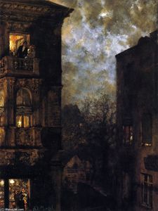 Adolph Menzel - Corner of a House in the Moonlight