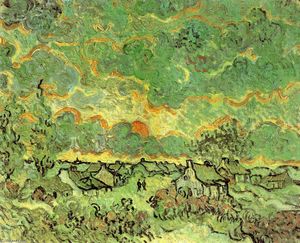 Vincent Van Gogh - Cottages and Cypresses: Reminiscence of the North