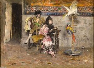 Giovanni Boldini - Couple in Spanish Dress with Two Parrots (also known as El Matador)