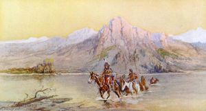 Charles Marion Russell - Crossing the Missouri, -1