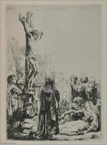 Rembrandt Van Rijn - The Crucifixion, a Square Small Plate