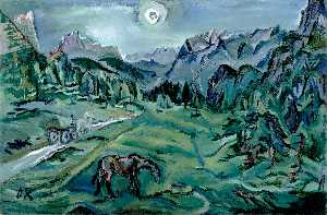  Museum Art Reproductions Dolomite Landscape, 1913 by Oskar Kokoschka (Inspired By) (1886-1980, Croatia) | WahooArt.com