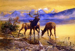 Charles Marion Russell - Elk in Lake McDonald