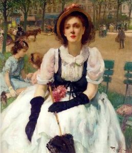 Fernand Toussaint - Femme élégante au parc, Paris