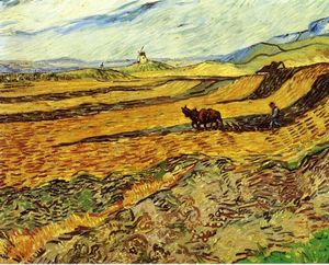 Vincent Van Gogh - Field and Ploughman and Mill