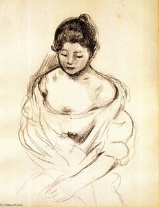 Berthe Morisot - Girl en face with Nude Shoulders, Seated