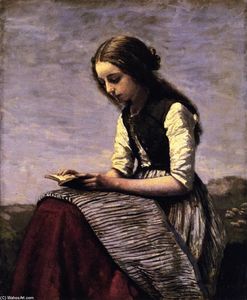 Jean Baptiste Camille Corot - Girl Reading (also known as Seated Shepherdess Reading)