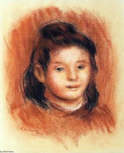  Oil Painting Replica Girl`s Head by Pierre-Auguste Renoir (1841-1919, France) | WahooArt.com