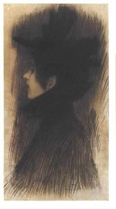 Gustav Klimt - Girl with hat and cape in profile