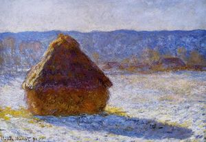  Artwork Replica Grainstack in the Morning, Snow Effect, 1890 by Claude Monet (1840-1926, France) | WahooArt.com