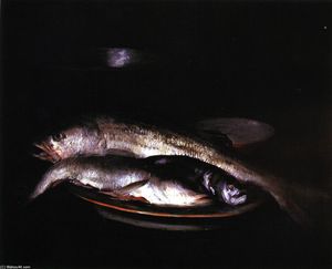 William Merritt Chase - Grey and Silver Fish (also known as Still LIfe - Grey and Silver, Still LIfe with Fish)