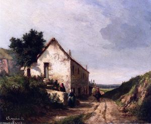 Camille Pissarro - House by a Country Road with Figures